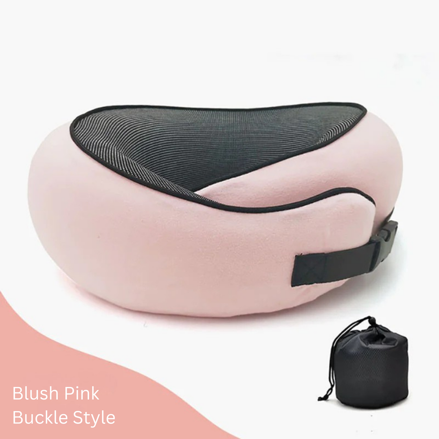 Blush Pink buckle style Cloud Comfort pillow.