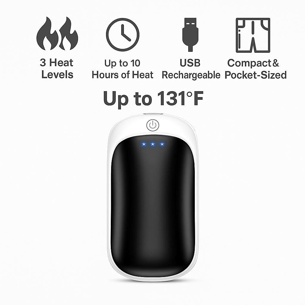 Rechargeable Hand Warmers (2-Pack) – 131°F, 10-Hr Heat