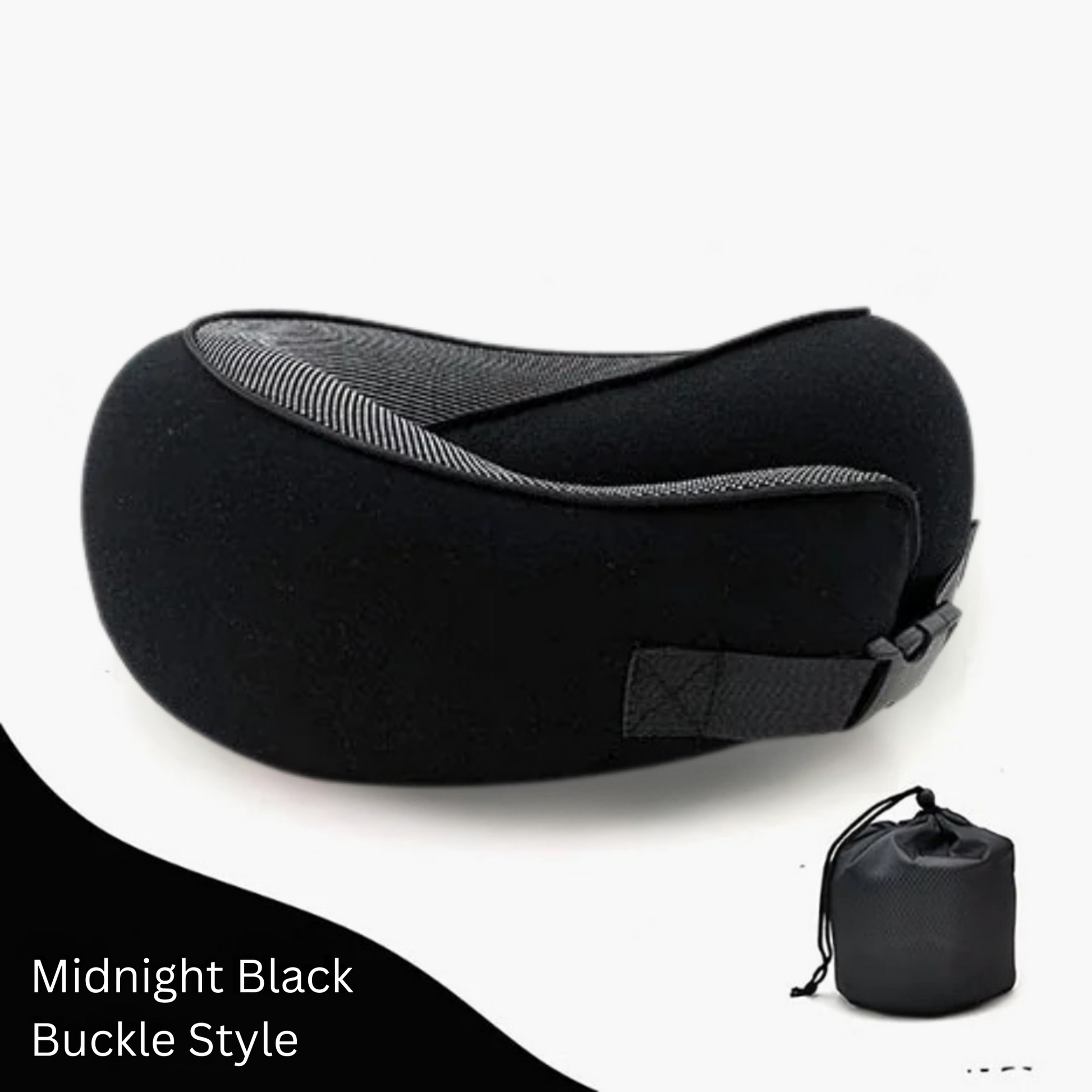 Midnight Black buckle style Cloud Comfort pillow.