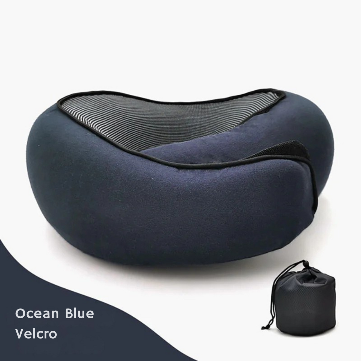 Ocean Blue Velcro ergonomic travel neck pillow.