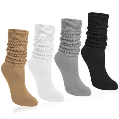 Women’s 4-Pair Cozy Slouch Socks – Soft Knit Winter Set