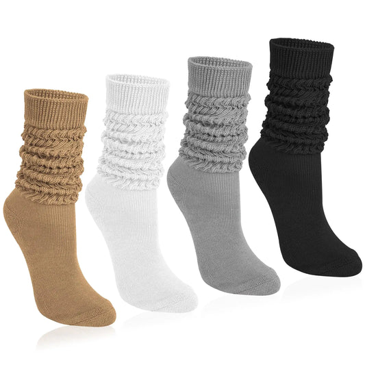 Women’s 4-Pair Cozy Slouch Socks – Soft Knit Winter Set